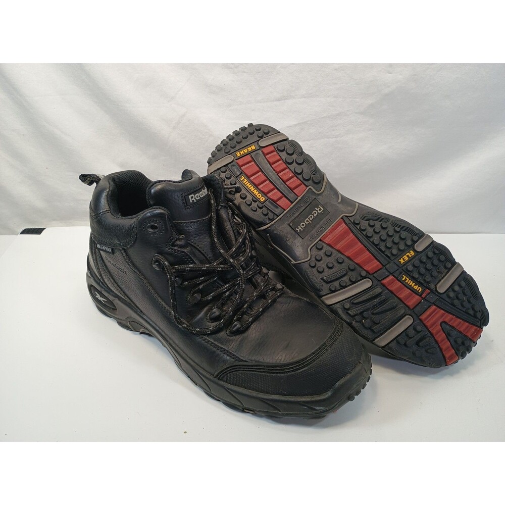 Reebok Men’s ASTM Waterproof Safety Toe Black Leather Work Boots Sz 11 M RB4555